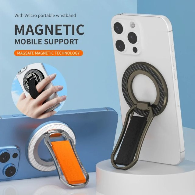 WSSHE 4-in-1 MagSafe Magnetischer Telefongriff und Drehbarer Telefonhalter in Schwarz, kompatibel mit iPhone 15 14 13 12 - Bild 1