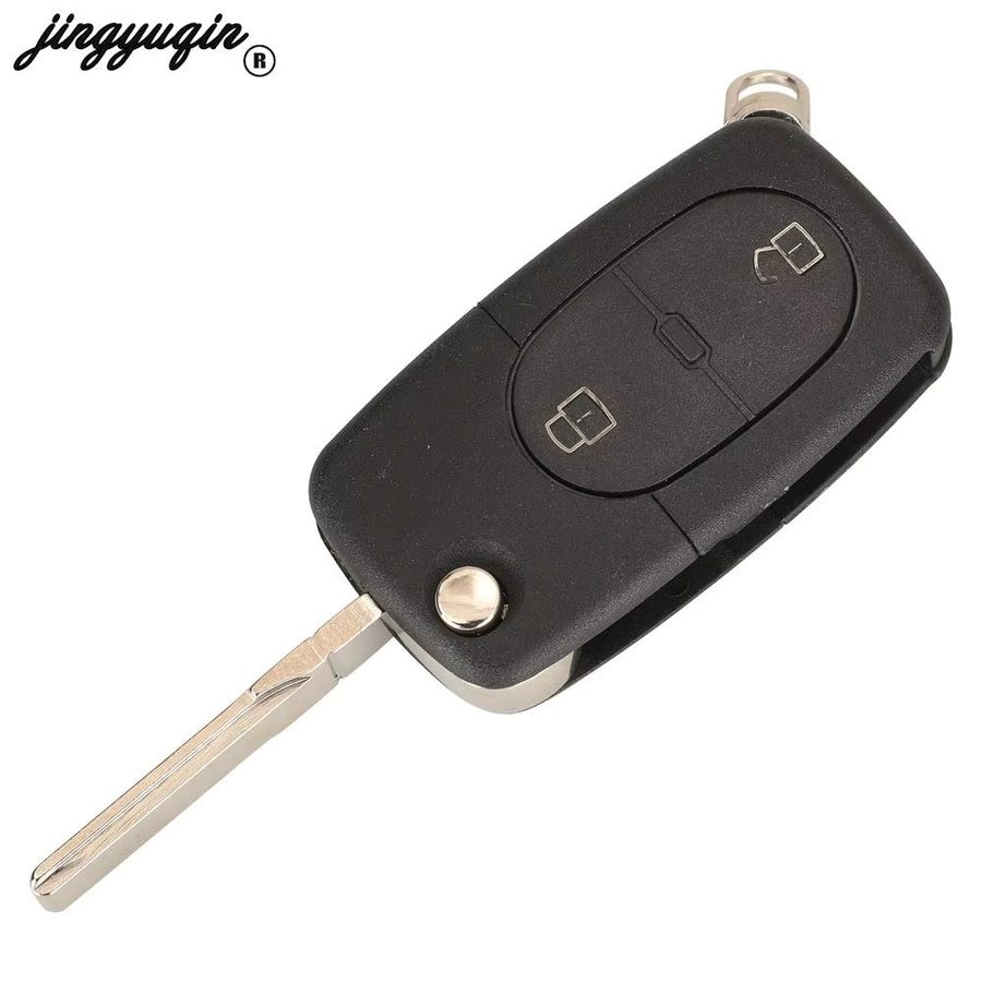 Jingyuqin Klappbarer Autoschlüssel 433MHz mit ID48 Chip für VW Volkswagen Golf 4 Passat MK4 Seat Skoda, Farbe: Schwarz, Inklusive Schlüsselanhänger und HU66 Klinge - Bild 2