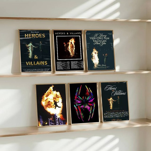 Vintage Wandgemälde M-metro Boomins Album Pop-Rap-Sänger Retro Wanddekor für Zimmer und Café in Mehrfarbig - Bild 1