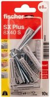 Fischer SX Plus Spreizdübel aus Nylon in Grau, Durchmesser: 8 mm, Länge: 40 mm, 10 Stück - Bild 1