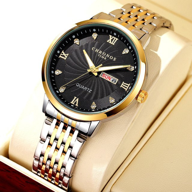 CHRONOS Armbanduhr, Quarz, Edelstahl, Herren, Datum, wasserdicht - Bild 1