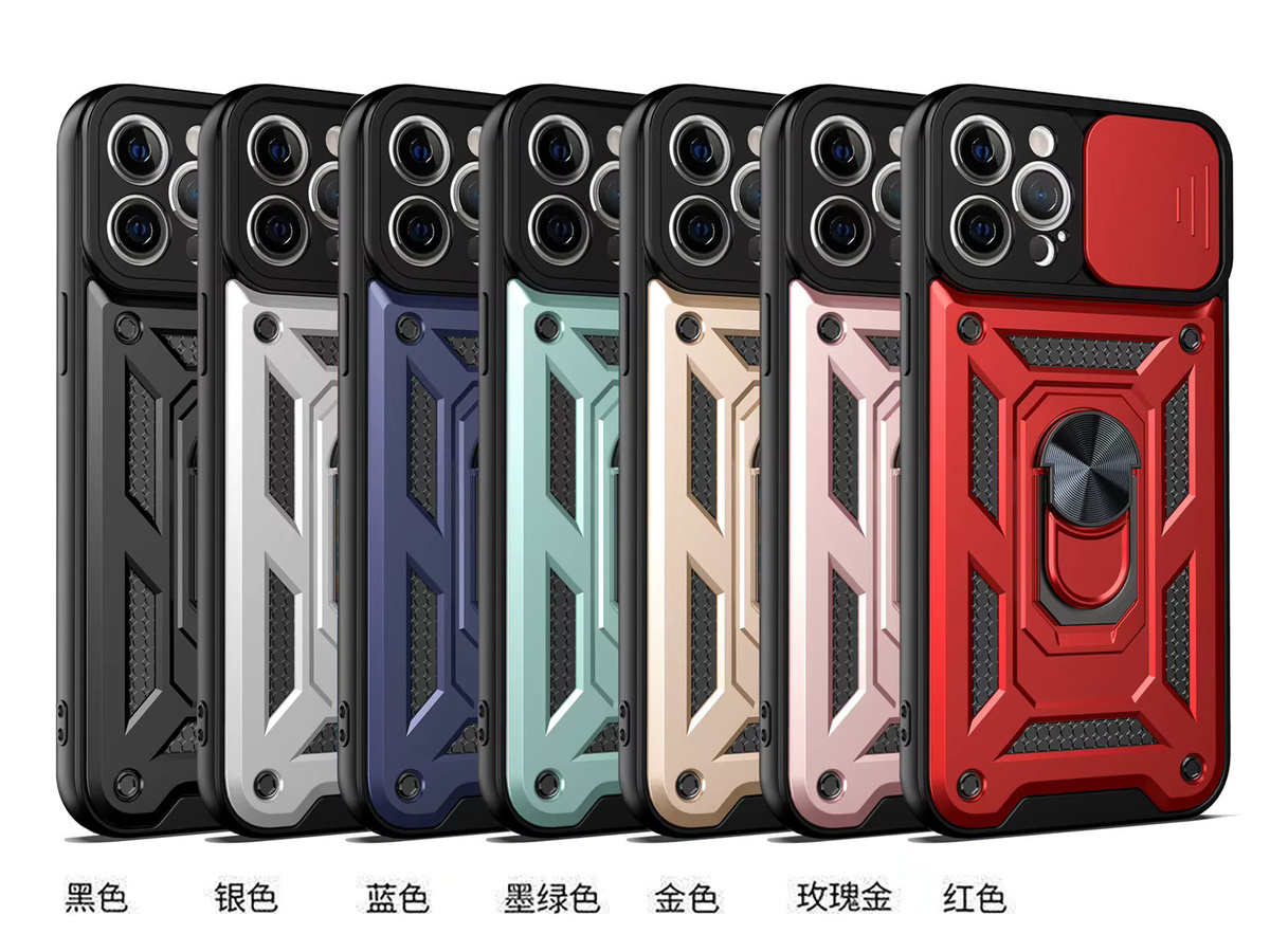 Stoßfeste iPhone 12 Pro Max Schutzhülle mit Kamera-Objektivschutz und magnetischer Auto-Halterung in Schwarz - Bild 2