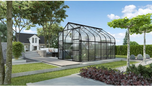 Vitavia Gewächshaus Diana 9900 in Schwarz mit Fundament, Aluminiumrahmen und Polycarbonat-Verglasung, 9,9 m² - Bild 1