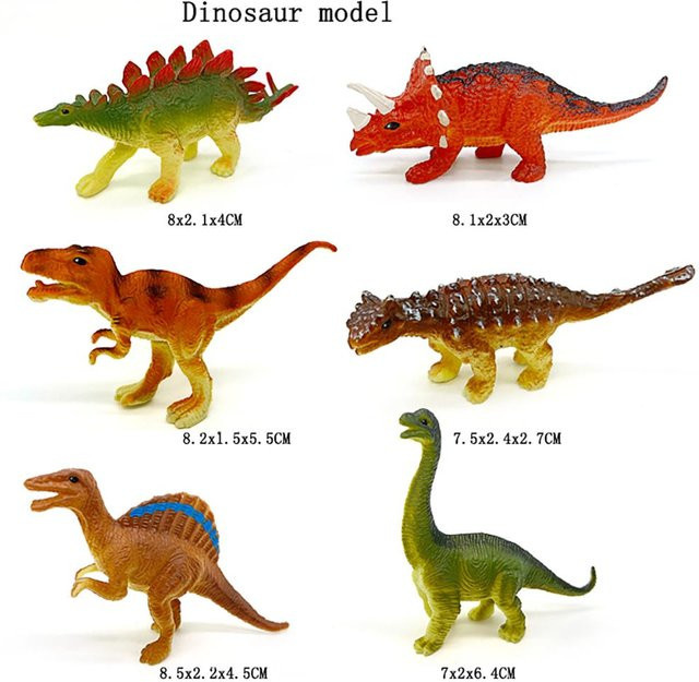 Linyi toy car Jurassic Dinosaurier Spielzeugmodell, Kunststoff, 6-teiliges Set, ab 3 Jahren - Bild 1