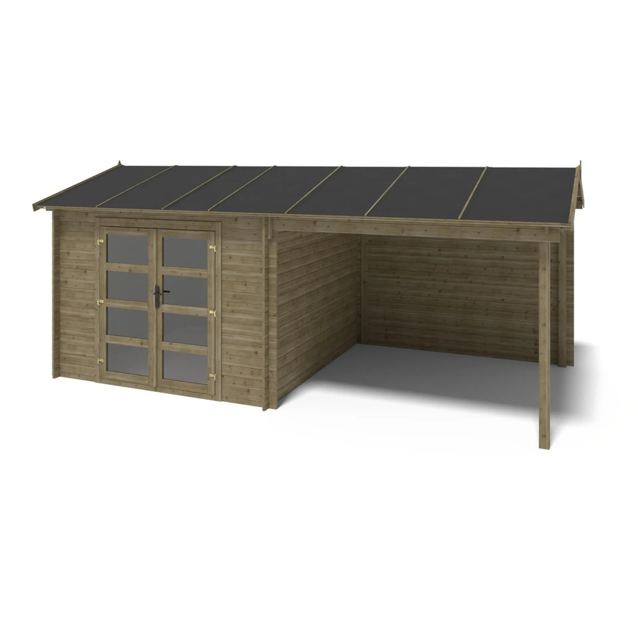 Altanka Gartenhaus Gerätehaus aus Fichte in Grün, B/T: 579 x 300 cm, Satteldach, 28 mm Wandstärke - Bild 2