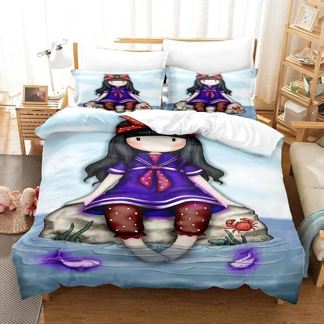 Santoro Gorjuss Bettwäsche Set mit 3D-Druck in Blau, Bettbezug und Kissenbezug aus Mikrofaser, Breite: 135 cm, Länge: 200 cm - Bild 1