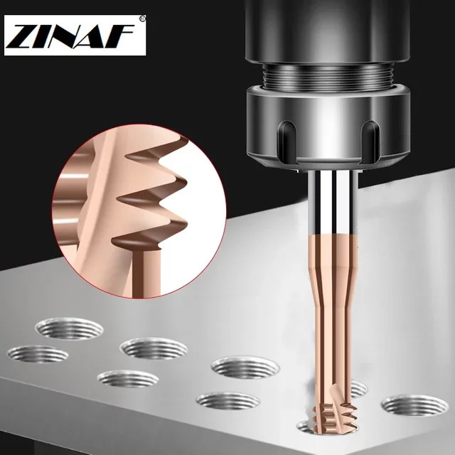 ZINAF Hartmetall Gewindefräser CNC Einzahnfräser HRC 60 Farbe Silber - Bild 1