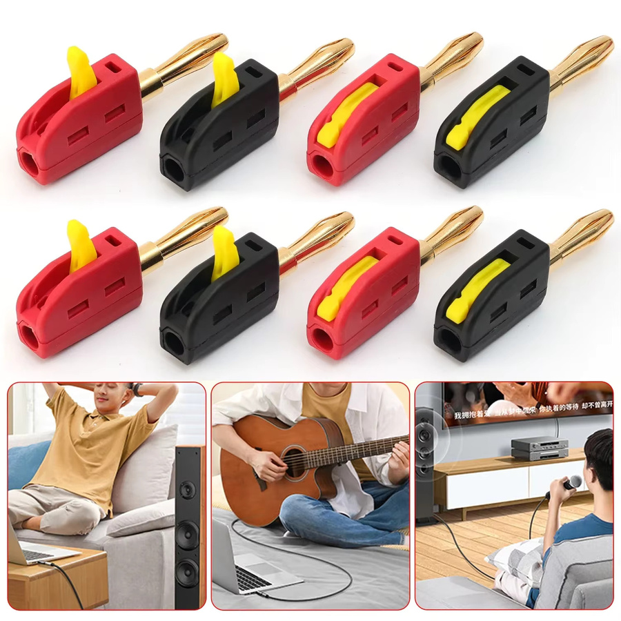 Vergoldete 32A 4mm Bananenstecker zum schnellen Anschließen für Lautsprecher und Verstärker, Kupfer, Gold und Rot - Bild 2