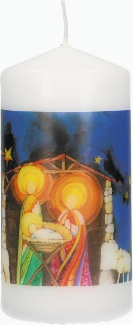 Butzon und Bercker Stumpenkerze Weihnachten Krippe, mehrfarbig, rund - Bild 1