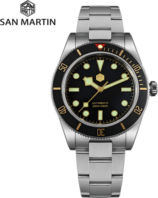 San Martin Armbanduhr, Automatik, Taucheruhr, Edelstahl, 40 mm, Herren - Bild 1