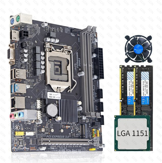 SZJN LGA1151 Motherboard-Set für 6. bis 9. Generation Intel Core, unterstützt DDR3 bis max. 32GB, mit M.2 NVMe und SATA 3.0, Schwarz - Bild 1
