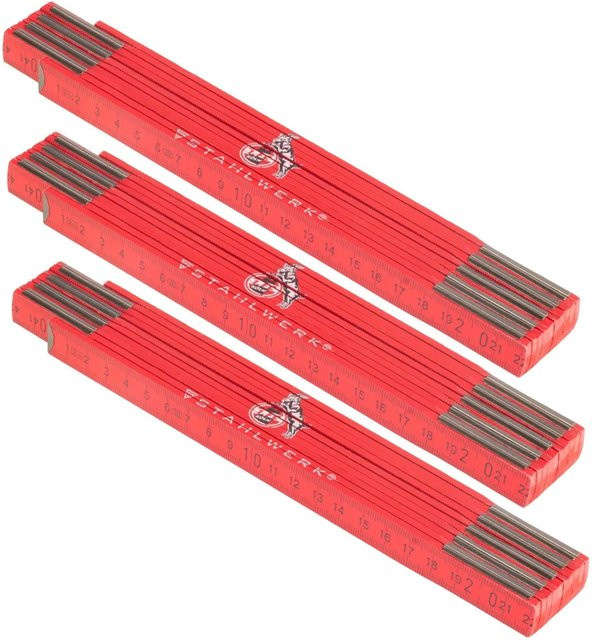 STAHLWERK Zollstock 1 FC Köln Edition 3er Set Gliedermaßstab aus Holz in Rot, 2 m - Bild 1