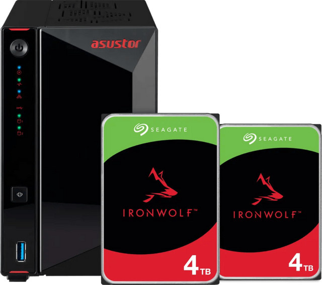 ASUSTOR AS5402T NAS-System mit 2x 4TB Seagate Ironwolf Festplatten in Schwarz - Bild 1