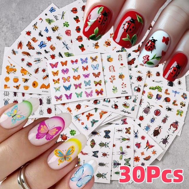 MAFANAILS Nail Art Aufkleber, 3D Cartoon Insekt Serie, 30 Stück - Bild 1