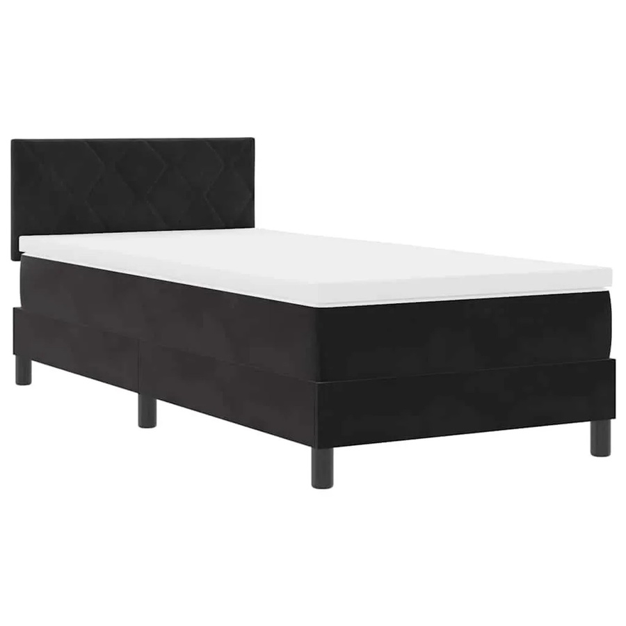 vidaXL LED Boxspringbett mit Matratze Schwarz Samt B/T/H: 100 x 200 cm - Bild 2