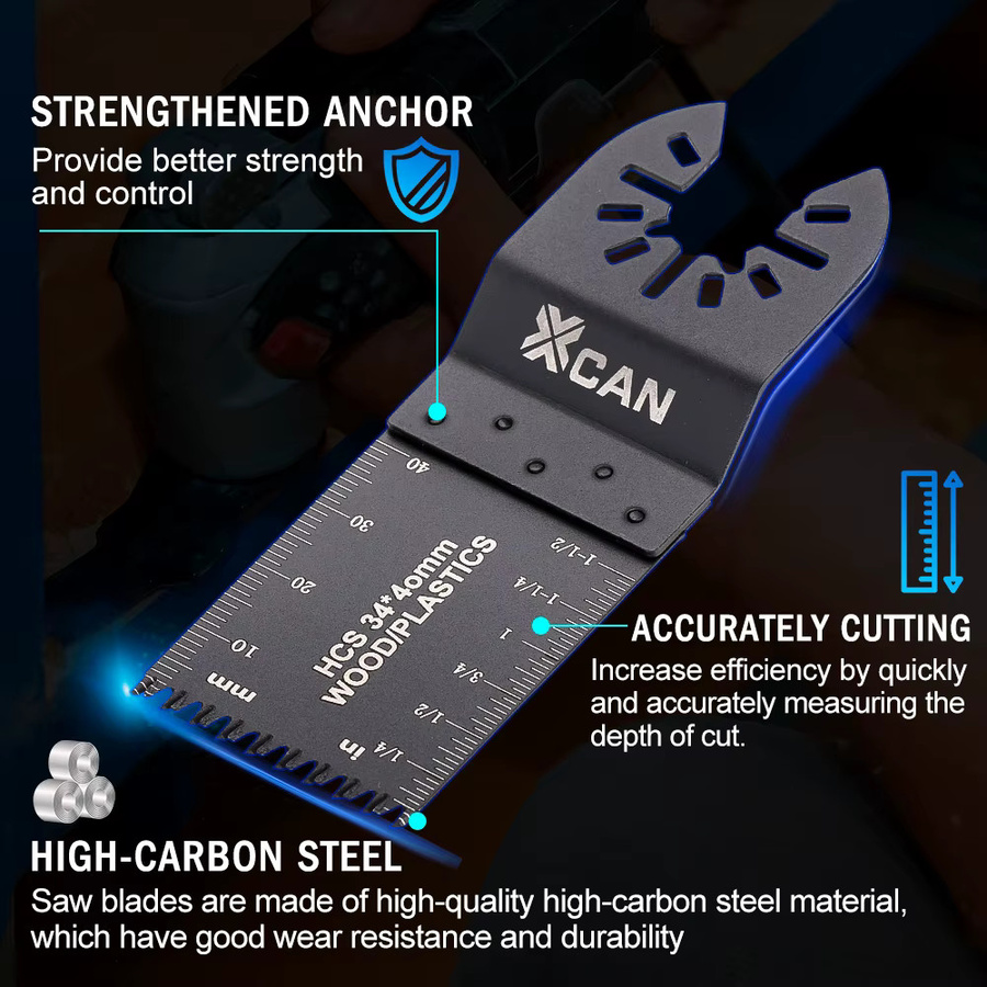 XCAN Oszillierende Sägeblätter zum Schnellwechseln für Multitools zum Schneiden von Holz und Metall, Durchmesser: 34 mm - Bild 3