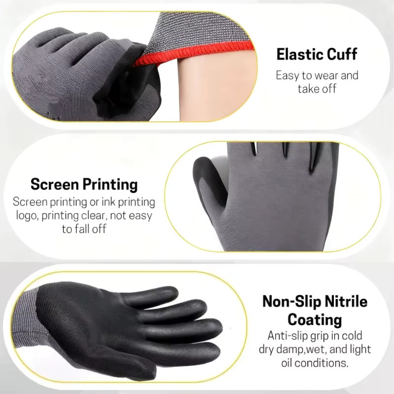 12er Pack INMAICH MicroFoam Arbeitshandschuhe mit Nitril-Beschichtung in Grau, nahtlose Strick-Sicherheitshandschuhe mit Touchscreen-Funktion für industrielle Montage und Handwerk - Bild 3