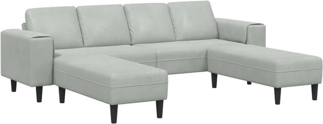 vidaXL Wohnzimmer Couch Set in L-Form mit Ottoman, 3-teilig, Hellgrau/Schwarz, Modernes Design mit Stoff und Kunstleder - Bild 1