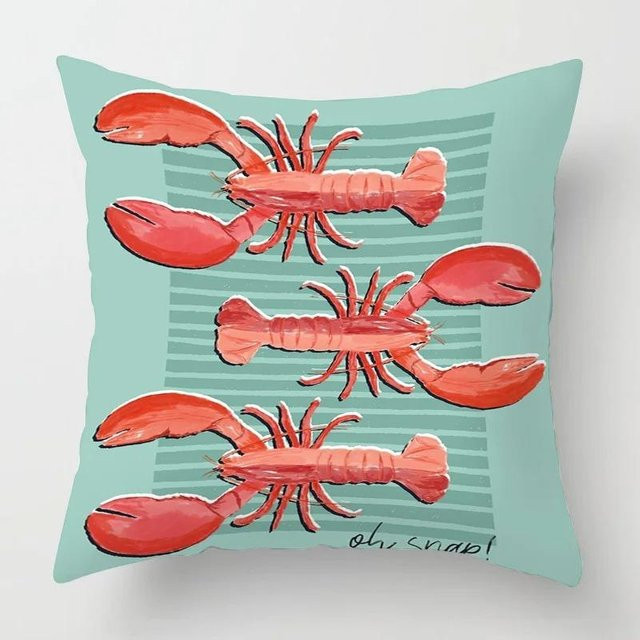 JMG Clothing Kissenhülle mit buntem Hummer-Muster, beidseitig bedruckter Kurzplüsch-Zierkissenbezug, Multicolour, B/B/H: 50 x 50 x 0 cm - Bild 1
