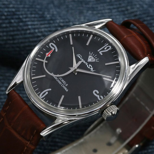 HEIMDALLR Analoguhr, Handaufzug, 38 mm, Leder, Schwarz, Herren - Bild 1
