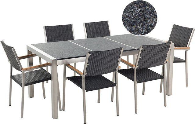 Beliani Gartentisch Set GROSSETO in Graphitgrau im Industrial Design, B/T/H: 180 x 90 x 88 cm - Bild 1