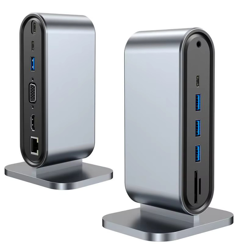 Kebidumei 12-in-1 Vertikale USB-C Dockingstation in Grau mit HDMI 4K, LAN, USB 3.0 und PD 100W für Laptop und MacBook - Bild 6