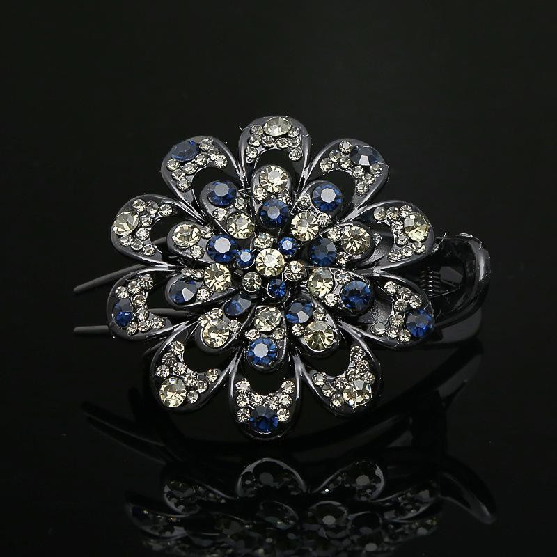 KUALOOL Blumen-Haarspange mit Kristall-Strass, 2 Stück, violett, Damen - Bild 1