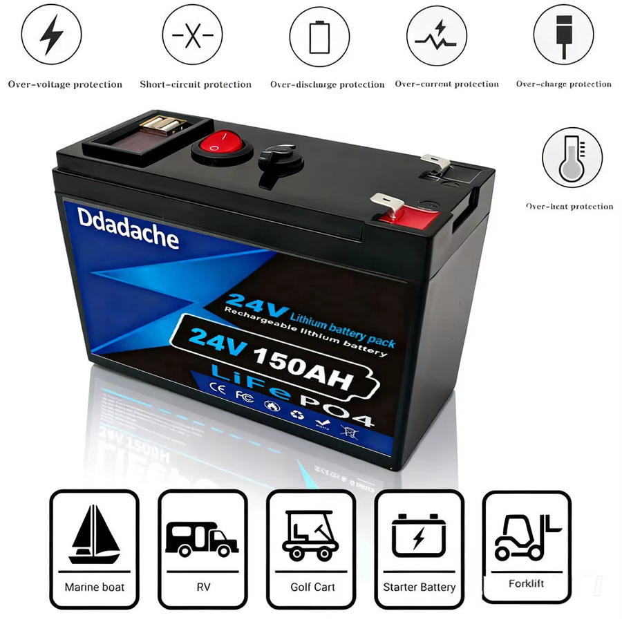 24V LiFePO4 120Ah Lithium-Batterie in Schwarz für Power Wheels, Roller, Radio, USV, Kajak-Fischfinder und Solarpanels mit über 4000 Tiefzyklusladungen - Bild 5