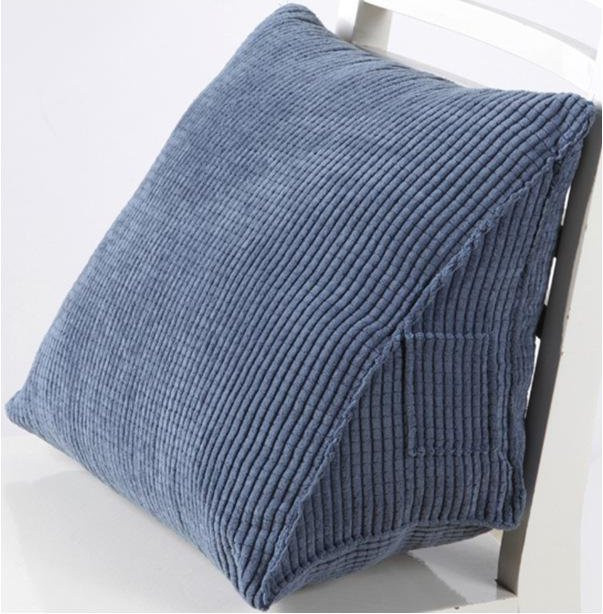 HomeHarmony Dreieckskissen aus Cord als Lendenkissen für Büro und Autositz, Blau, Nur Kissenbezug - Bild 1