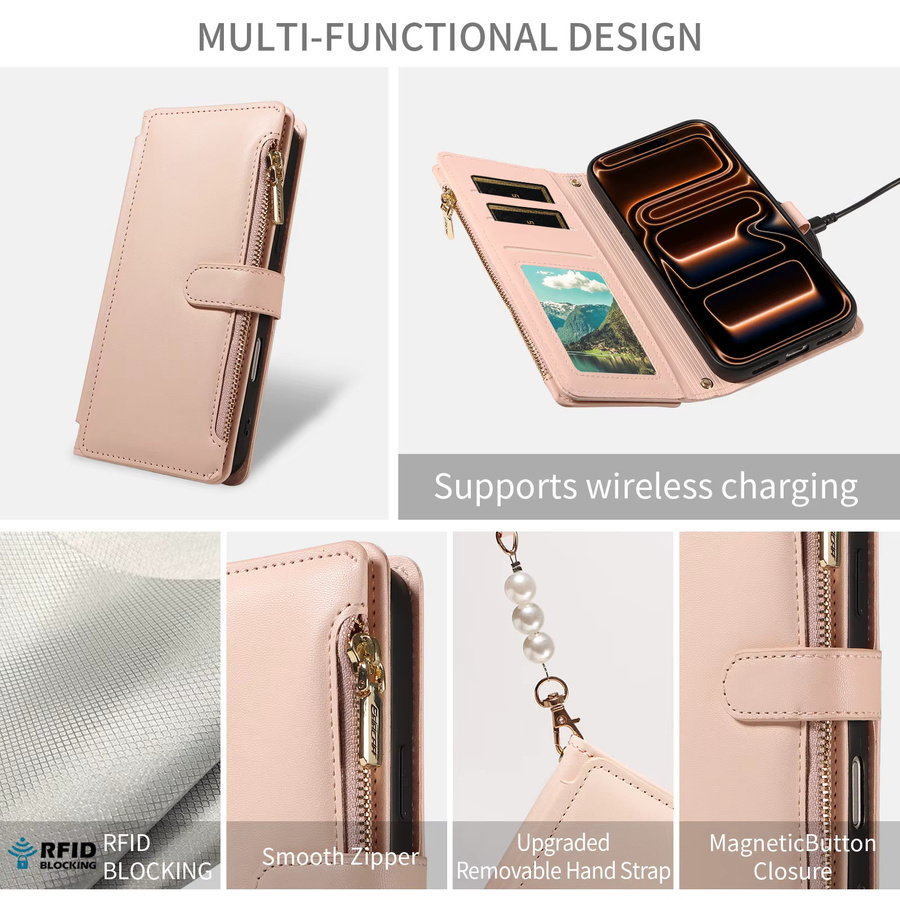 Modische Kunstleder-Handyhülle mit Umhängetasche und Magnetverschluss für Samsung A56 A54 A36 A32 A26 A17 A16 A12 A05, stoßfest und kratzresistent, in Pink oder Purple - Bild 3