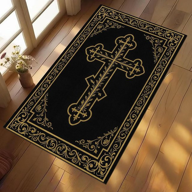 Personalisierter Gebetsteppich Janamaz von Lodestar in Schwarz, modern und waschbar, B/H: 40 x 60 cm - Bild 1