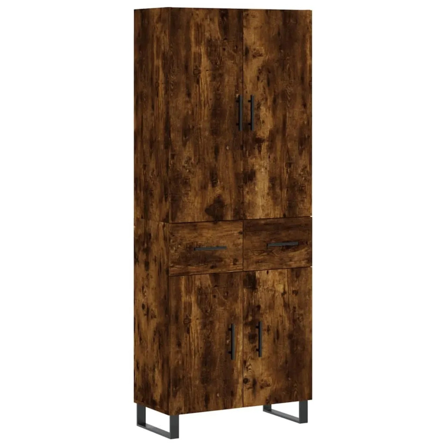 vidaXL Highboard Räuchereiche in Industrial Design, Farbe Braun, B/T/H: 69,5 x 34,0 x 180,0 cm - Bild 2