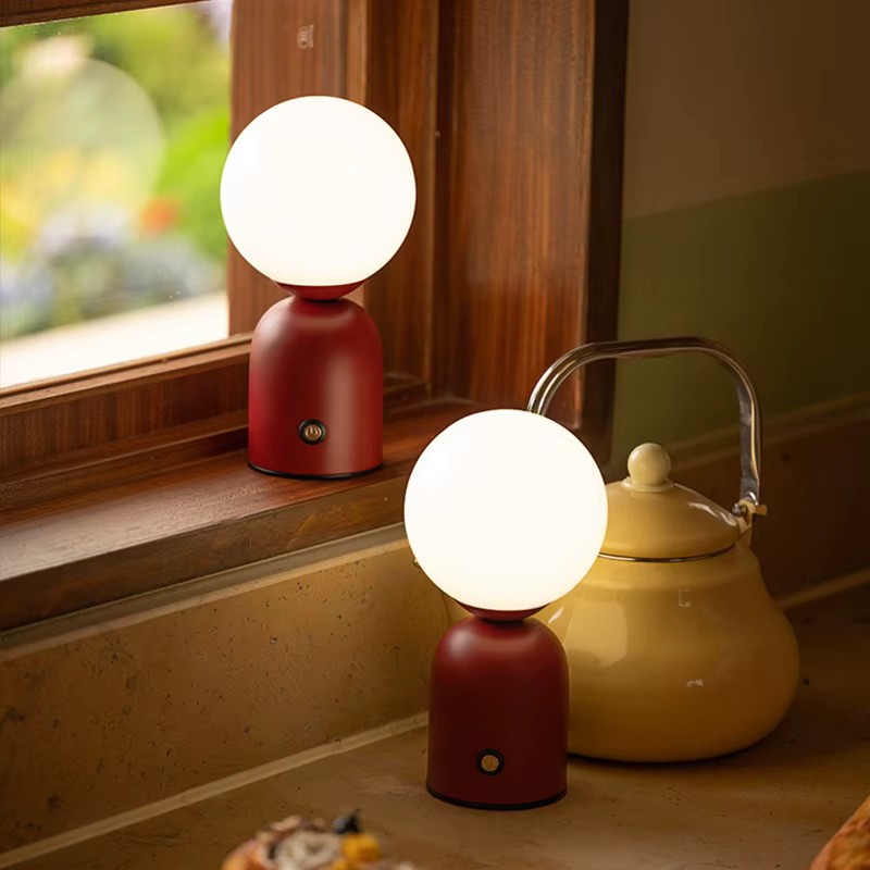 Nordic LED Tischlampe in Weiß mit Touch-Schalter, wiederaufladbare dimmbare Kugellampe für Schlafzimmer und Schreibtisch, warmweißes Nachtlicht - Bild 2