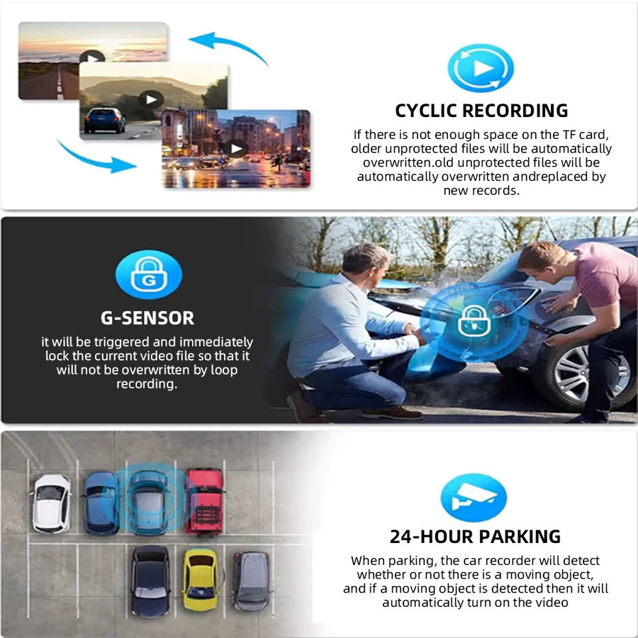 Acceo Dashcam in Schwarz mit 1080P Full HD, Nachtsicht, Loop-Aufnahme und 24/7 Parküberwachung sowie Unterstützung für 4 Kameras und optionale Rückkamera - Bild 4