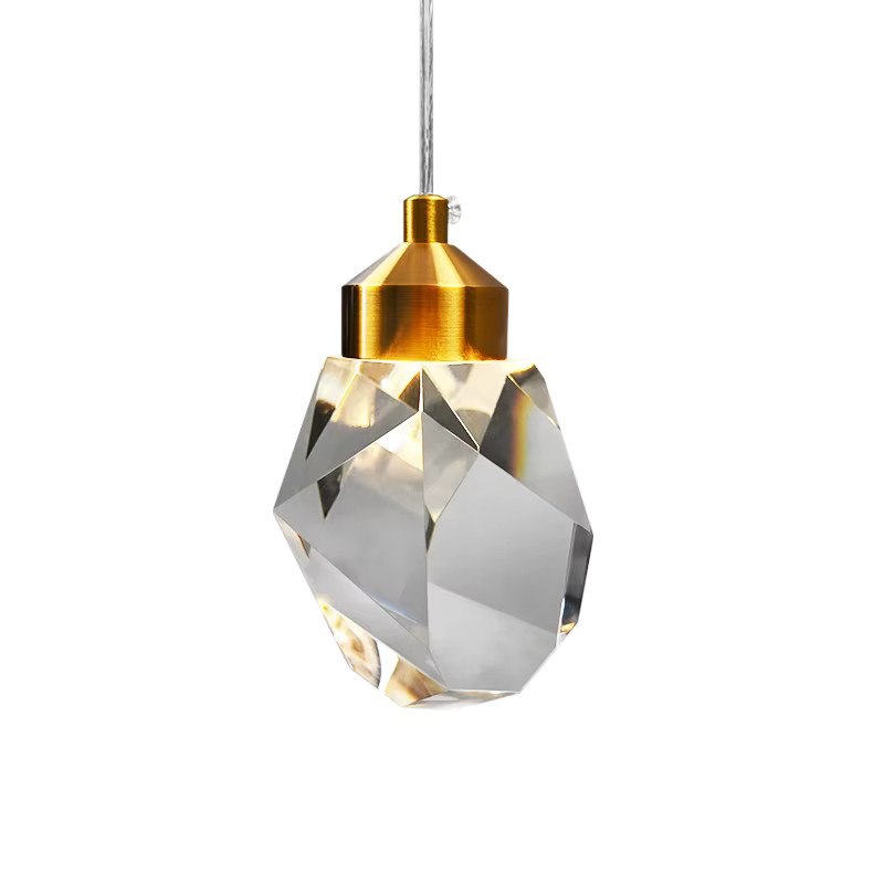 IRALAN Moderne Kristall und Stein Pendelleuchte in Gold/Messing mit warmweißem Licht für Wohnzimmer und Esszimmer - Bild 5