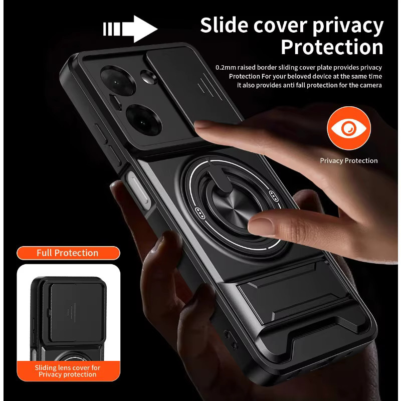 Robuste Xiaomi Poco X8 Pro Max X7 F8 Ultra F7 M8 M7 Pro 4G/5G Handyhülle aus PC und TPU mit Schiebe-Kameraabdeckung und Stoßschutz in Schwarz oder Silber - Bild 5