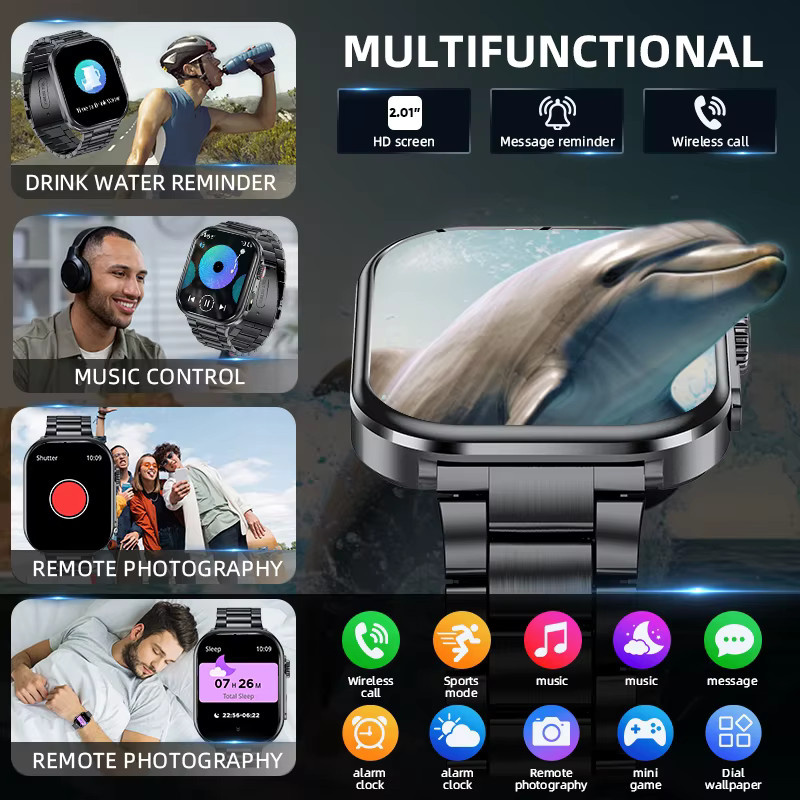 LIGE Smartwatch, Edelstahl, Schwarz, Herren - Bild 3