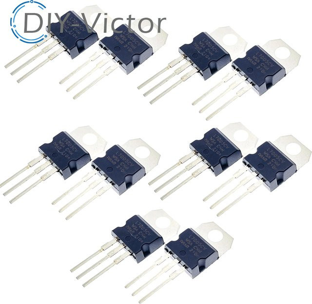 10 Stück L7805CV LM7805 Spannungsregler IC 5V im TO-220 Gehäuse in Schwarz - Bild 1