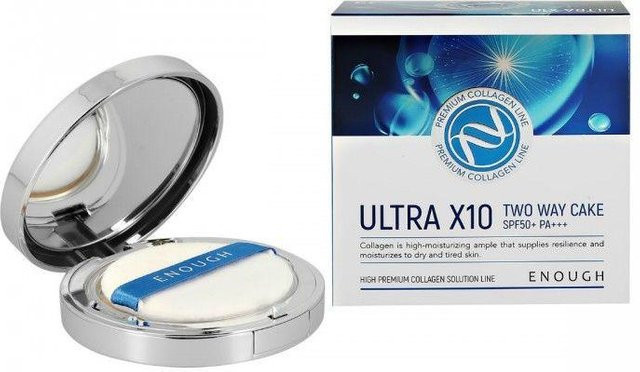 Enough Ultra X10 Zwei-Wege-Puder SPF50, 11g, Helles Beige, inkl. Nachfüllpackung - Bild 1