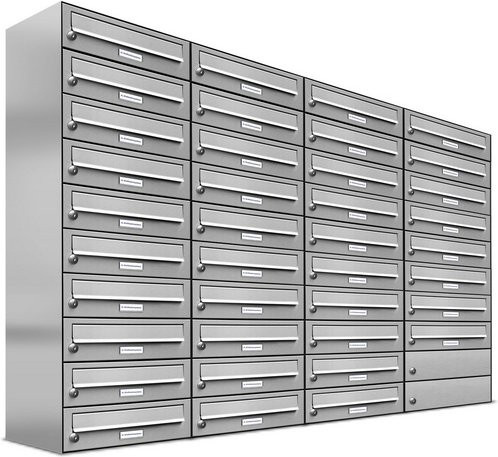 AL Briefkasten-System für 38 Parteien, Aufputzmontage, silberfarben, B/H/T: 153,2 x 115 x 27,5 cm - Bild 1