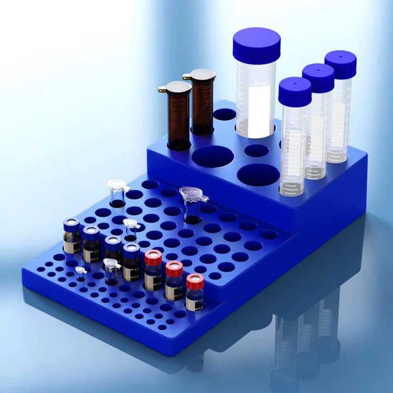 Multifunktionales Zentrifugenröhrchenregal aus Kunststoff für 0,2 ml bis 50 ml Reagenzgläser in Blau - Bild 5