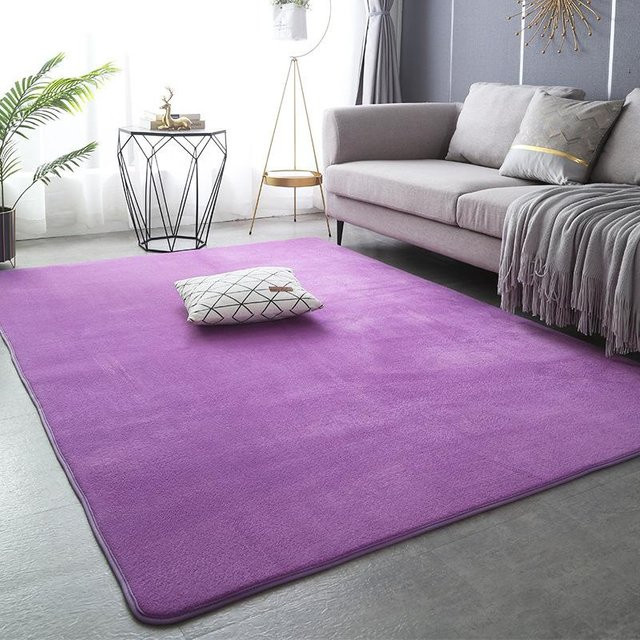 Moderner Korallenvlies-Teppich Lucky Black Cat in Violett, weich und rutschfest, B/T: 160 x 100 cm - Bild 1