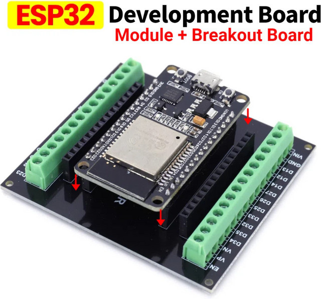 ALLOYSEED ESP32 Entwicklungsboard WiFi+Bluetooth Modul Dual-Core NodeMCU-32S in Schwarz - Bild 1
