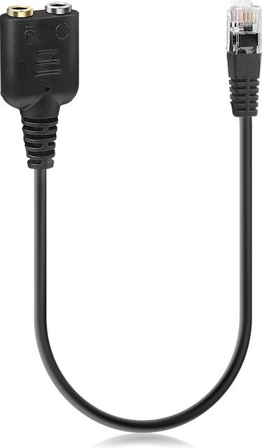 RJ9 Stecker auf Dual 3,5mm Buchse Headset Audio Adapter Kabel für Telefon und PC, Schwarz, Länge: 25 cm - Bild 1