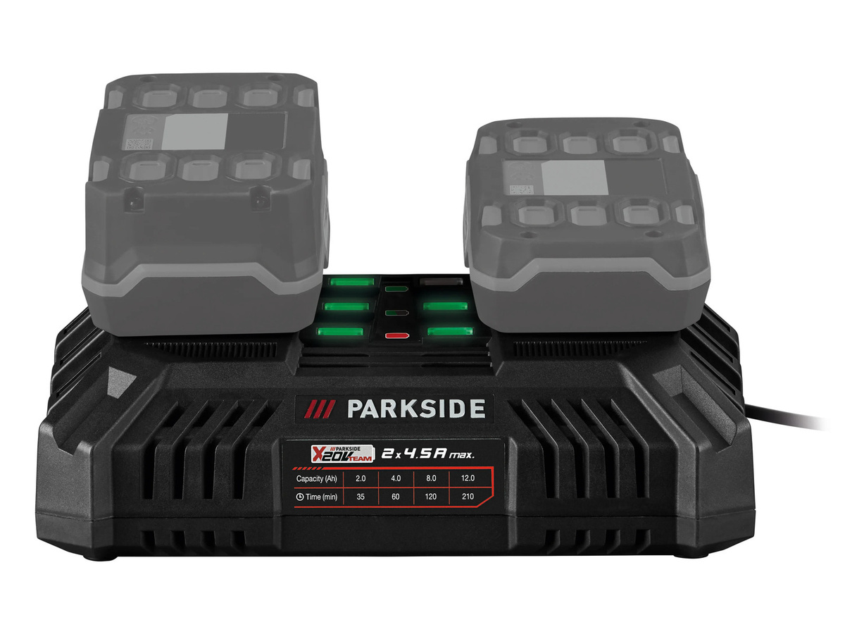 Parkside 20 V Akku-Doppelladegerät PDSLG 20 B1 in Schwarz, ohne Akku - Bild 4