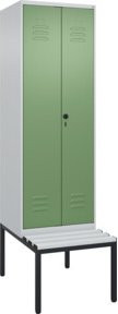 C+P PSA Doppel-Spind Classic PLUS Sitzbank mit 2 Abteilen und Sicherheits-Drehriegel, B/T/H: 212 x 60 x 81,5 cm, Farbe: Grau/Grün - Bild 1