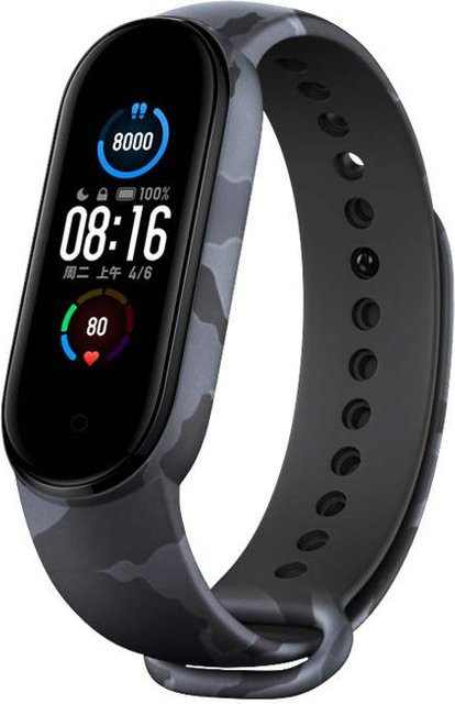 TINUORA Uhrenarmband Silikon, Camouflage, Schwarz, Unisex, Xiaomi Mi Band 6 5 4 3 - Bild 1