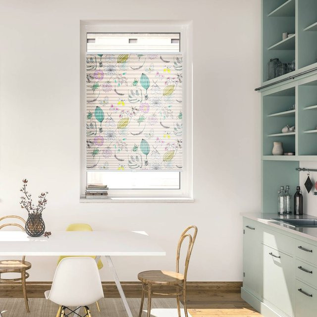 Lichtblick Spannplissee Bohemian Garden bunt, Klemmfix, semi-transparent, floral, B/H: 90 x 130 cm - Bild 1