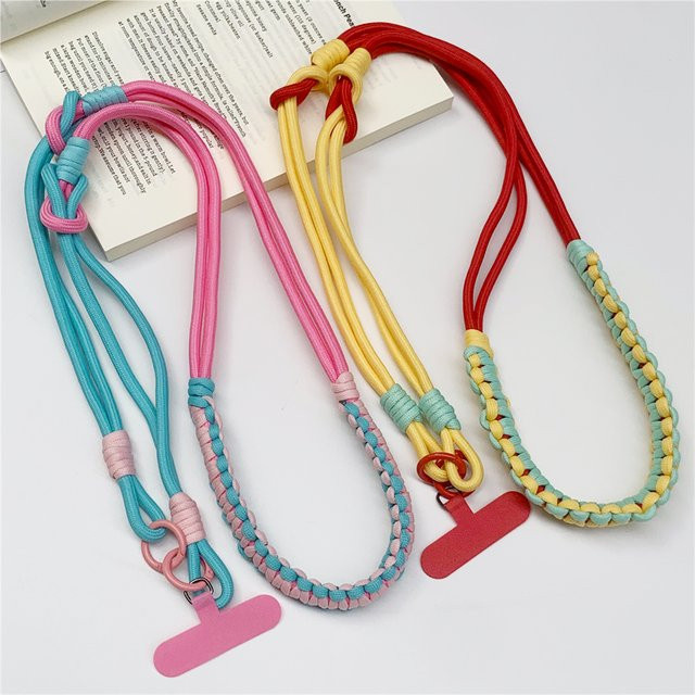DOLANBIA 3 in 1 Koreanisches Handy Lanyard Gewebtes Anti-Verlust Trageseil für iPhone und Xiaomi in Multicolour - Bild 1