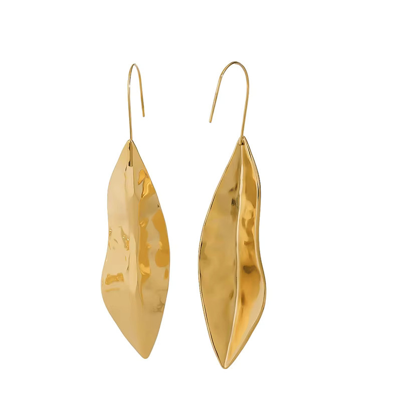 Loe Ohrringe Edelstahl, Gold, Damen, Blatt Tropfen - Bild 3